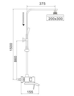 Душевая стойка Rose R1556T пепельный